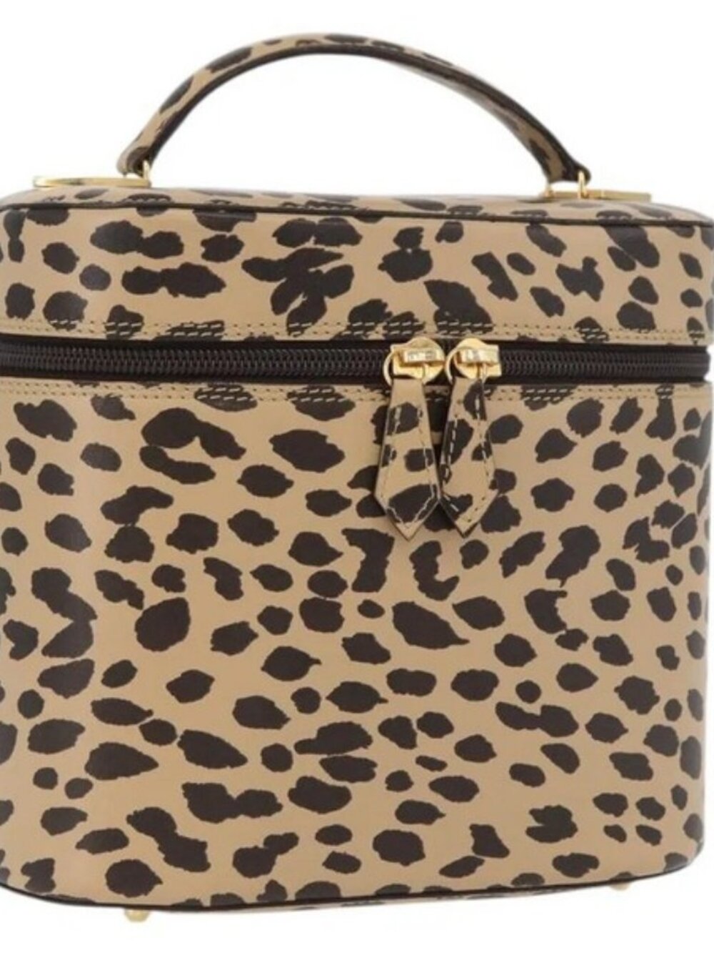 WOW VALENTINO COUTURE LEOPARD PRINTED BLACK LEATHER VANITY CASE BOX PURSE W/TOPH